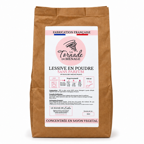 Sachet de lessive en poudre sans parfum La Tornade du Ménage, 1 kg